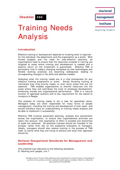 training needs assessment report example